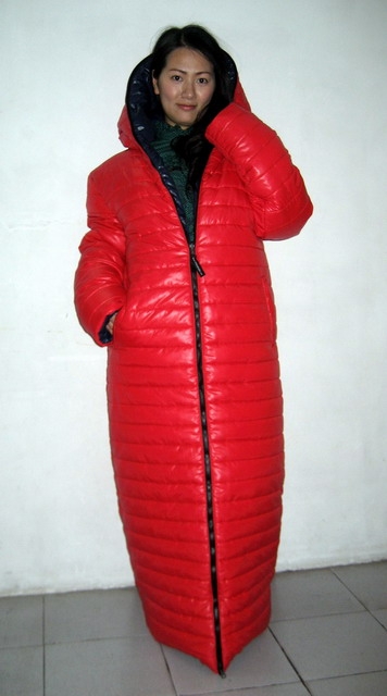 New unisex shiny nylon quilted winter coat wet look reversible