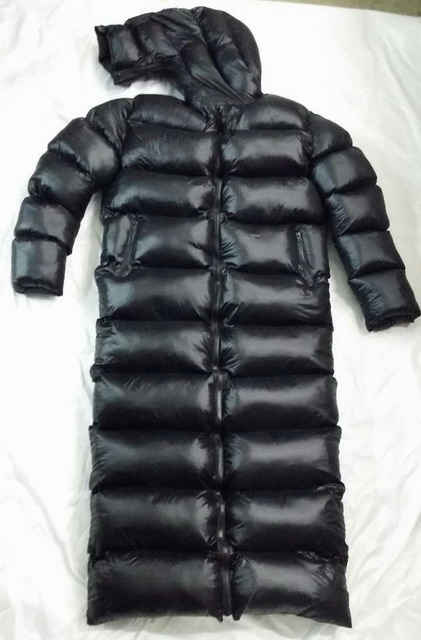 New unisex shiny nylon wet look winter coat down coat overfilled M
