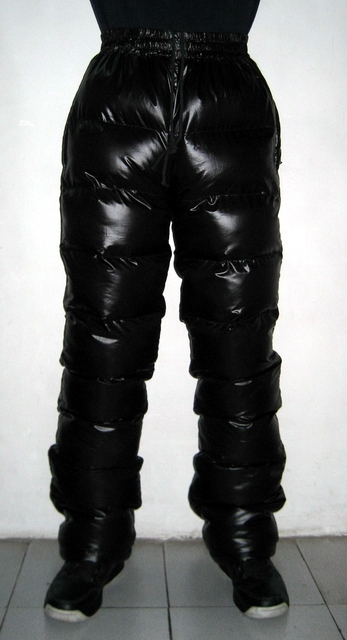 New unisex shiny nylon wet look winter pants padded trousers