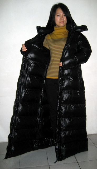 New unisex shiny nylon winter parka quilted parka wet look winter coat ...