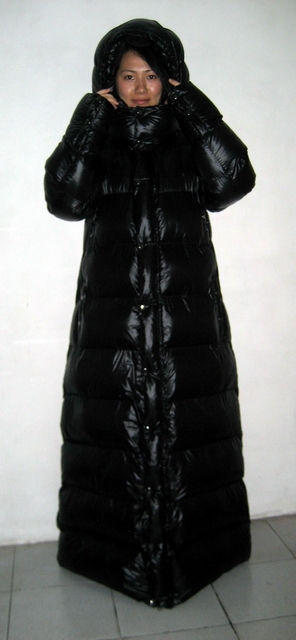 New unisex shiny nylon winter parka quilted parka wet look winter coat ...