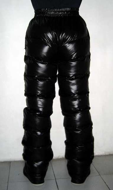 New unisex shiny nylon wet look winter trousers down trousers sport ...