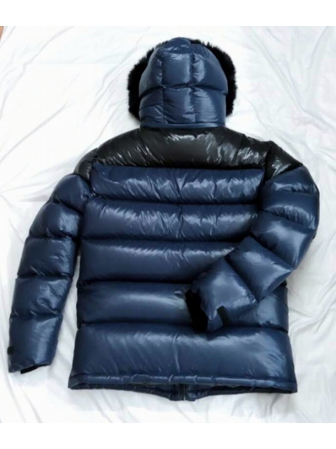 New shiny nylon wet look overfilled winter jacket down jacket with fur