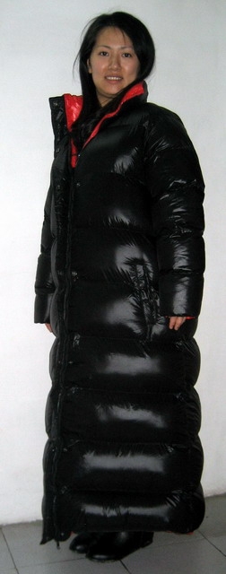 New unisex shiny nylon puffa quilted winter coat wet look bubble down ...