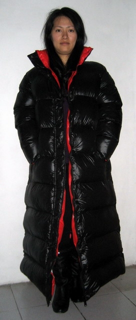 New unisex shiny nylon puffa quilted winter coat wet look bubble down ...